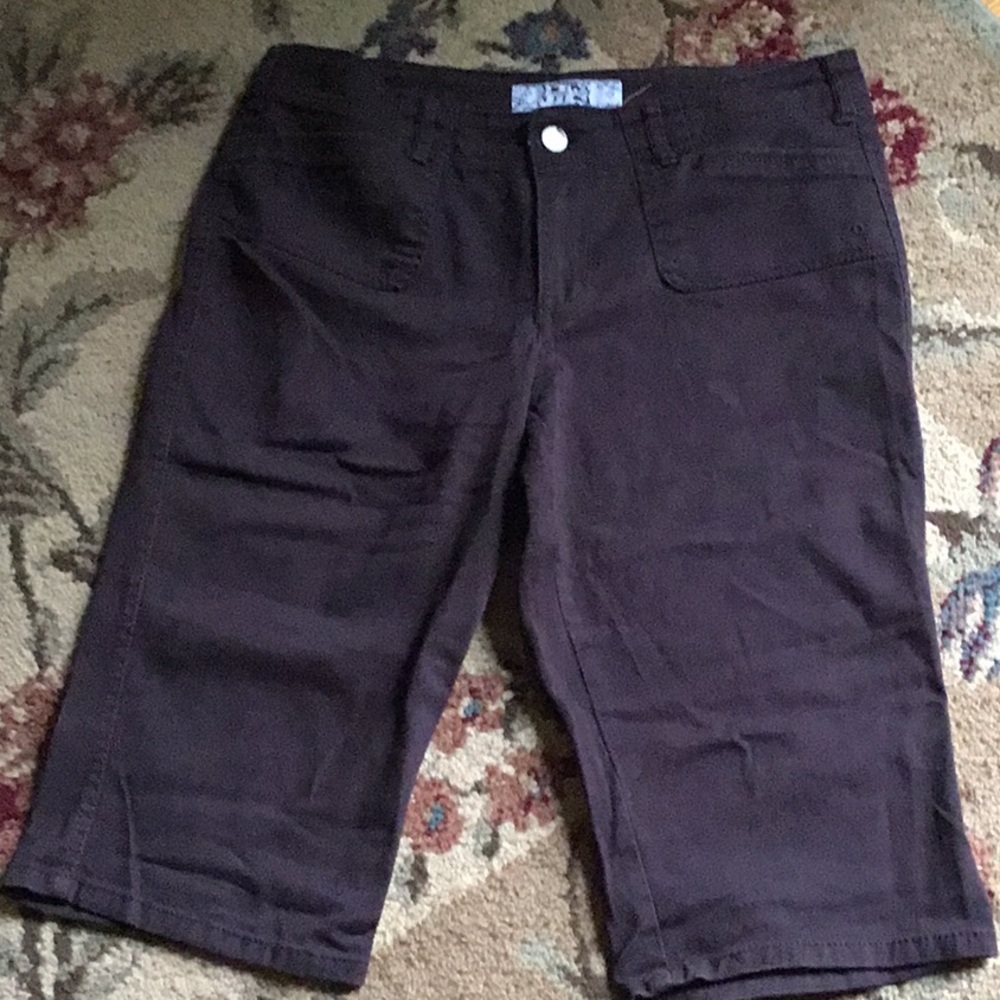 Dark Brown Y2K Utility Vibe Cropped/Capri Pants Stretch Flap pockets Size‎ 12